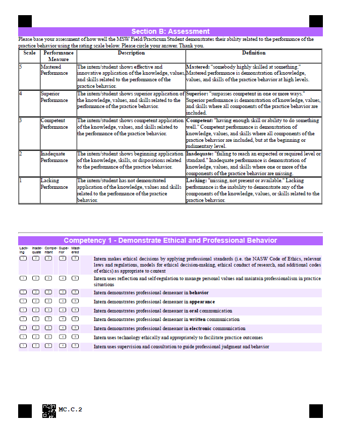 MSW Field Placement / Practicum | Social Work Education Assessment Project